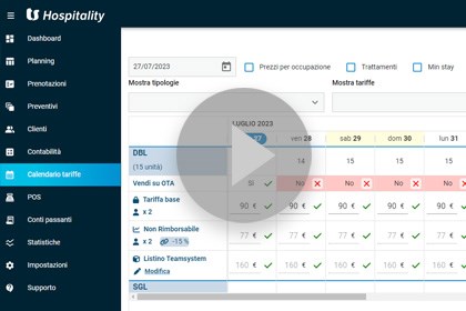 Channel manager e calendario tariffe