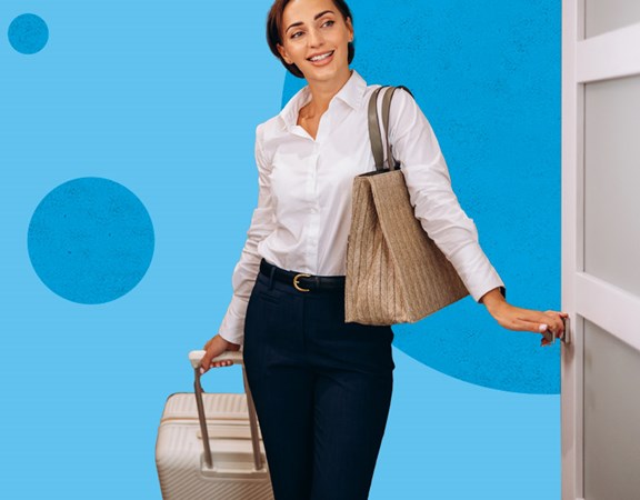 Trsferte di lavoro, donna con valigia