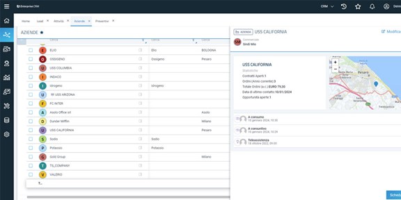 TeamSystem Enterprise CRM: elenco anagrafiche
