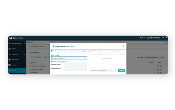 Import Clienti tramite web