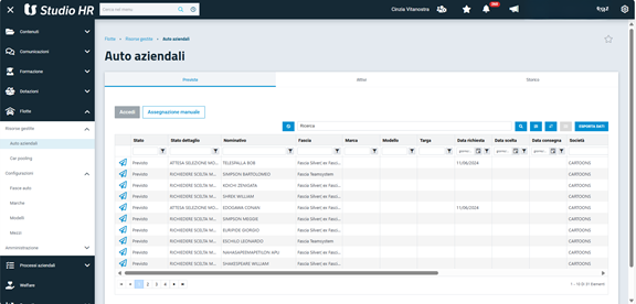 Modulo di gestione mezzi aziendali