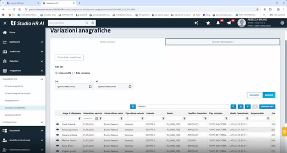 Modulo di gestione dei dati anagrafici